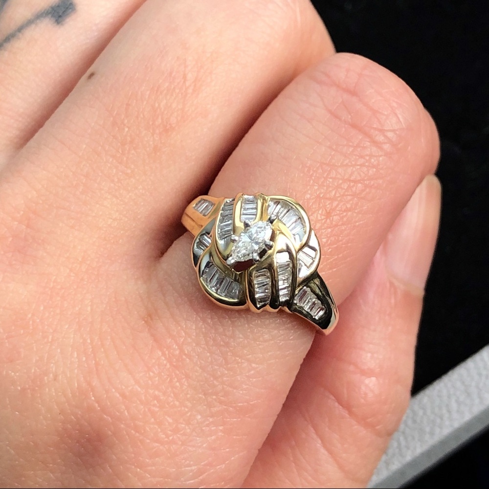 Genuine Diamond and 14k gold ring